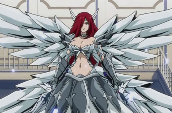 Erza demonstrates her ex-quipping (what a niftily named ability) magic and ...